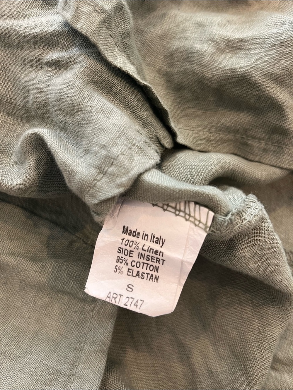 TERZO MILLENNIO 100% Linen Shift Dress SMALL Green Italian Sleeveless Loose Fit - Picture 4 of 12